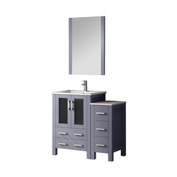 Lexora Collection Volez 36 inch Single Bath Vanity with Side Cabinet, and White Ceramic Top - Luxe Bathroom Vanities