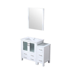 Lexora Collection Volez 42 inch Single Bath Vanity with Side Cabinet, and White Ceramic Top - Luxe Bathroom Vanities