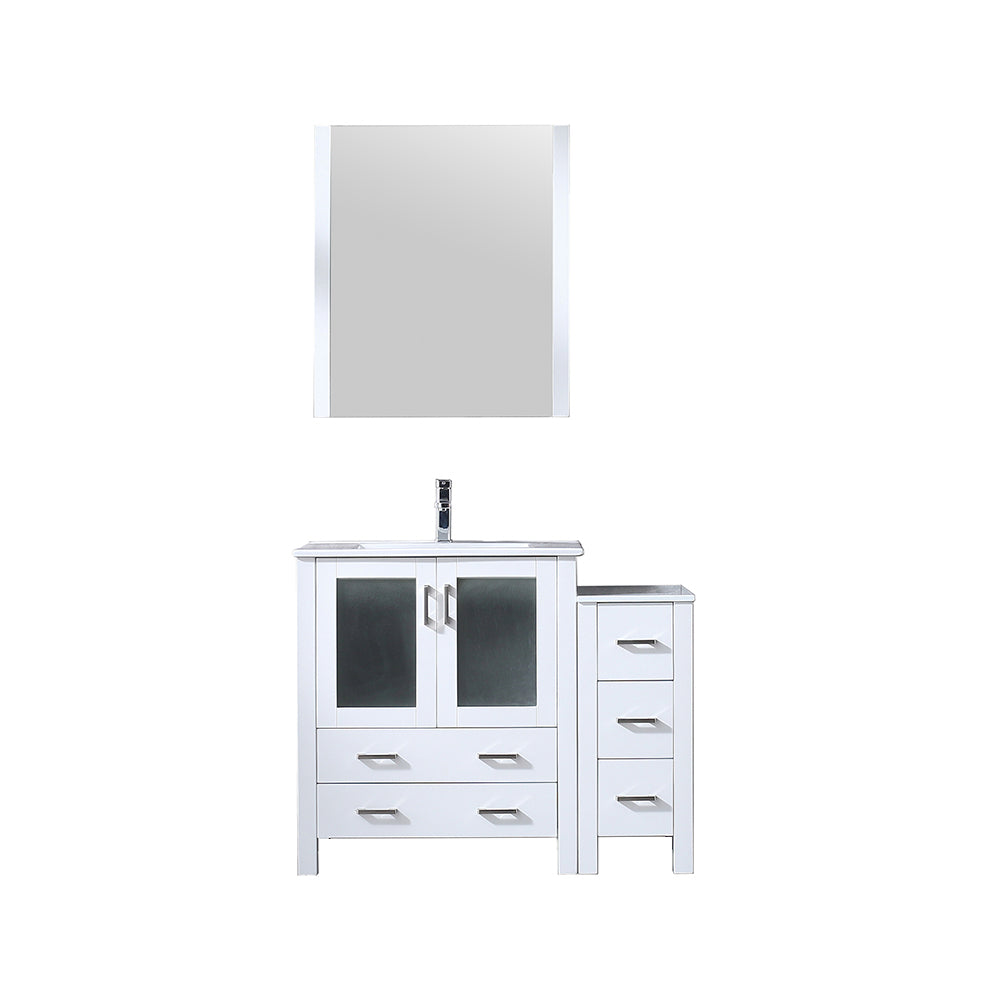 Lexora Collection Volez 42 inch Single Bath Vanity with Side Cabinet, and White Ceramic Top - Luxe Bathroom Vanities