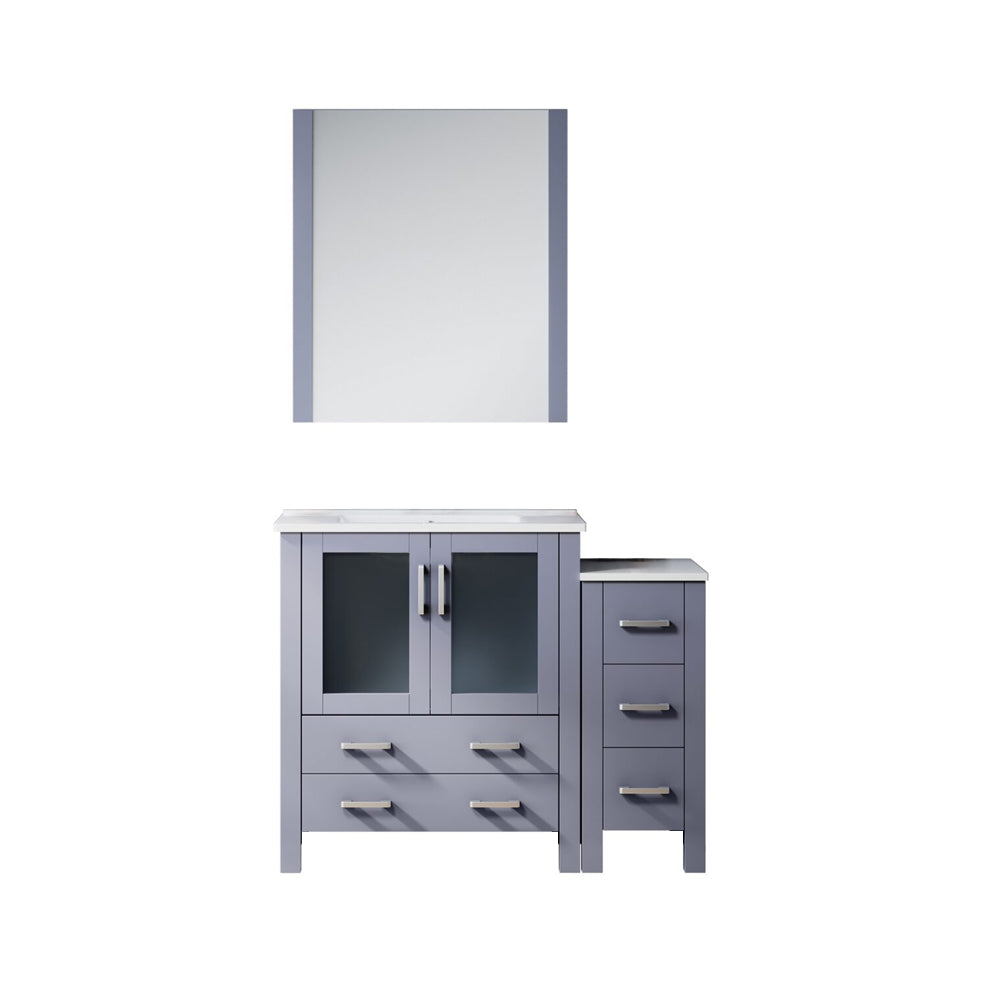 Lexora Collection Volez 42 inch Single Bath Vanity with Side Cabinet, and White Ceramic Top - Luxe Bathroom Vanities