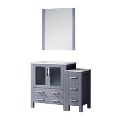 Lexora Collection Volez 42 inch Single Bath Vanity with Side Cabinet, and White Ceramic Top - Luxe Bathroom Vanities