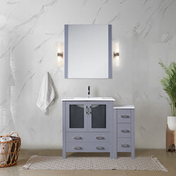 Lexora Collection Volez 42 inch Single Bath Vanity with Side Cabinet, and White Ceramic Top - Luxe Bathroom Vanities