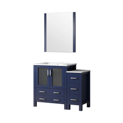 Lexora Collection Volez 42 inch Single Bath Vanity with Side Cabinet, and White Ceramic Top - Luxe Bathroom Vanities