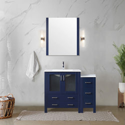 Lexora Collection Volez 42 inch Single Bath Vanity with Side Cabinet, and White Ceramic Top - Luxe Bathroom Vanities