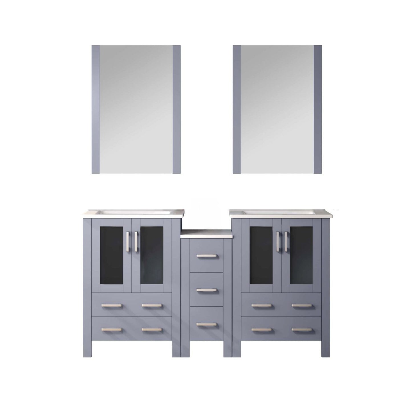 Lexora Collection Volez 60 inch Double Bath Vanity with Side Cabinet, and White Ceramic Top - Luxe Bathroom Vanities