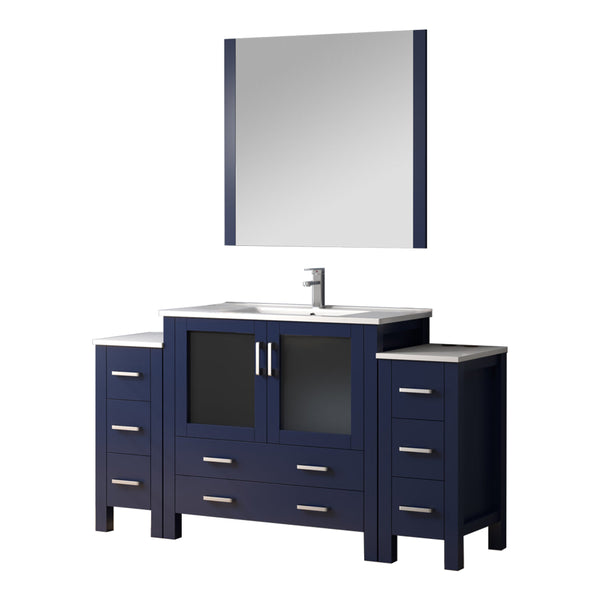 Lexora Collection Volez 60 inch Single Bath Vanity with Side Cabinets, and White Ceramic Top - Luxe Bathroom Vanities