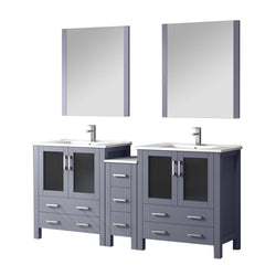 Lexora Collection Volez 72 inch Double Bath Vanity with Side Cabinet, and White Ceramic Top - Luxe Bathroom Vanities