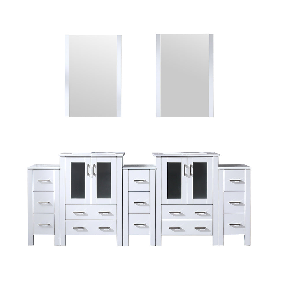 Lexora Collection Volez 84 inch Single Bath Vanity with Side Cabinets, and White Ceramic Top - Luxe Bathroom Vanities