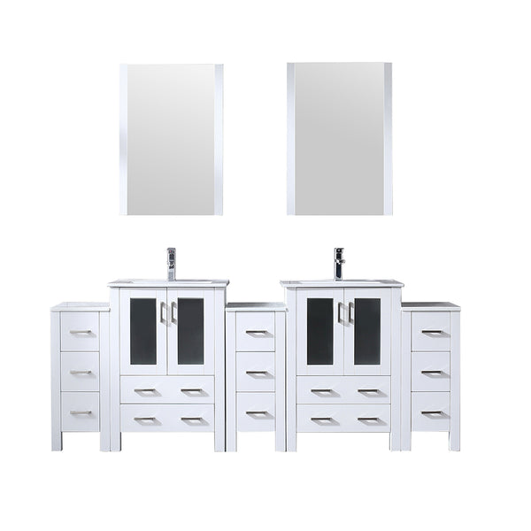 Lexora Collection Volez 84 inch Single Bath Vanity with Side Cabinets, and White Ceramic Top - Luxe Bathroom Vanities