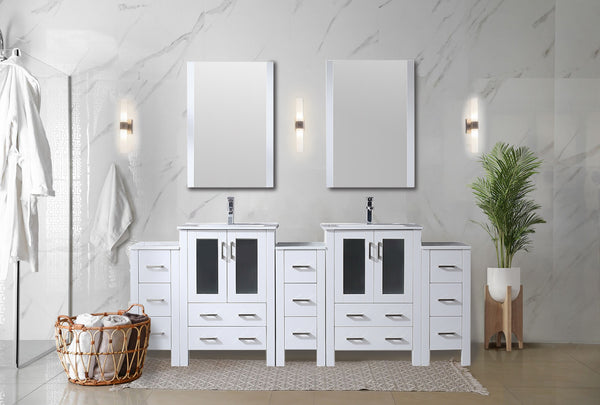 Lexora Collection Volez 84 inch Single Bath Vanity with Side Cabinets, and White Ceramic Top - Luxe Bathroom Vanities