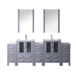 Lexora Collection Volez 84 inch Single Bath Vanity with Side Cabinets, and White Ceramic Top - Luxe Bathroom Vanities