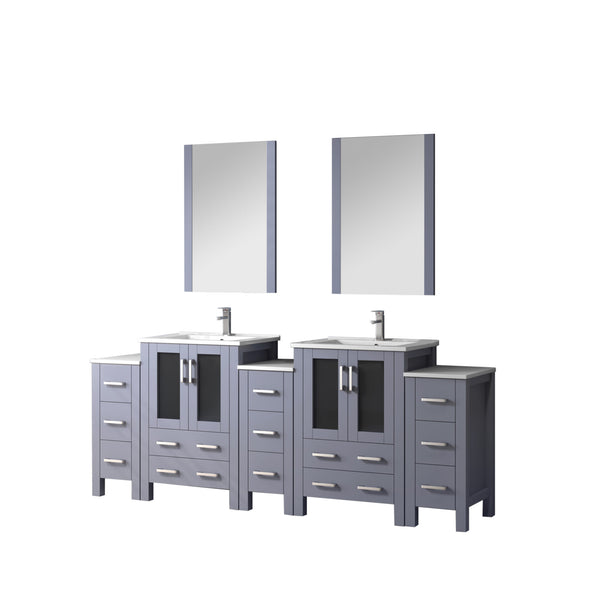 Lexora Collection Volez 84 inch Single Bath Vanity with Side Cabinets, and White Ceramic Top - Luxe Bathroom Vanities