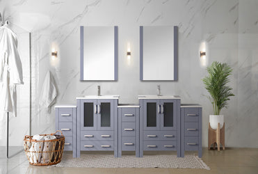 Lexora Collection Volez 84 inch Single Bath Vanity with Side Cabinets, and White Ceramic Top - Luxe Bathroom Vanities