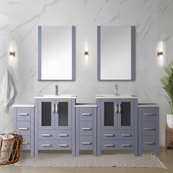 Lexora Collection Volez 84 inch Single Bath Vanity with Side Cabinets, and White Ceramic Top - Luxe Bathroom Vanities