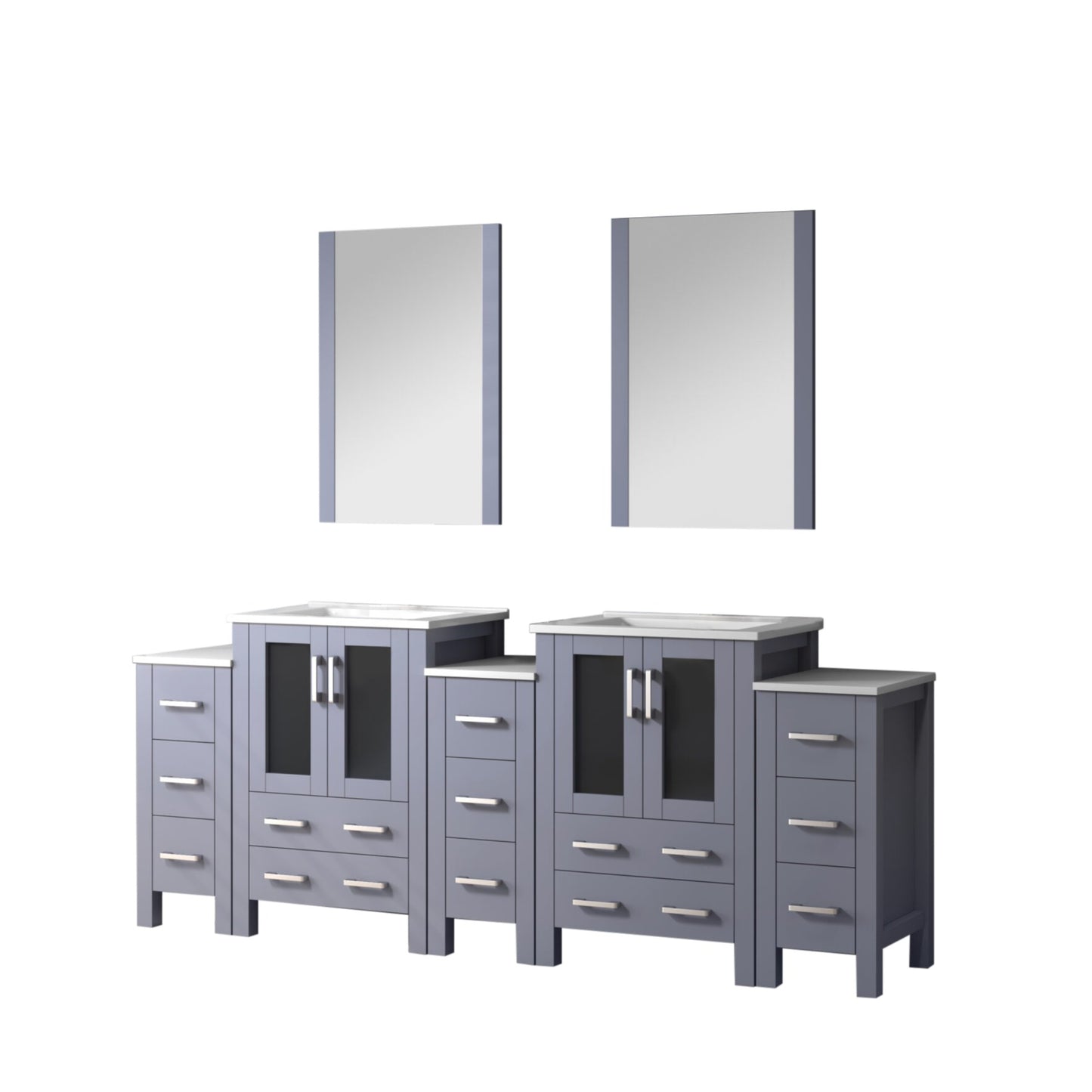 Lexora Collection Volez 84 inch Single Bath Vanity with Side Cabinets, and White Ceramic Top - Luxe Bathroom Vanities