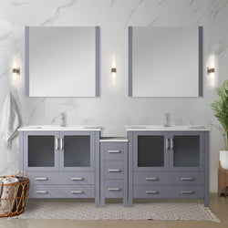 Lexora Collection Volez 84 inch Single Bath Vanity with Side Cabinets, and White Ceramic Top - Luxe Bathroom Vanities