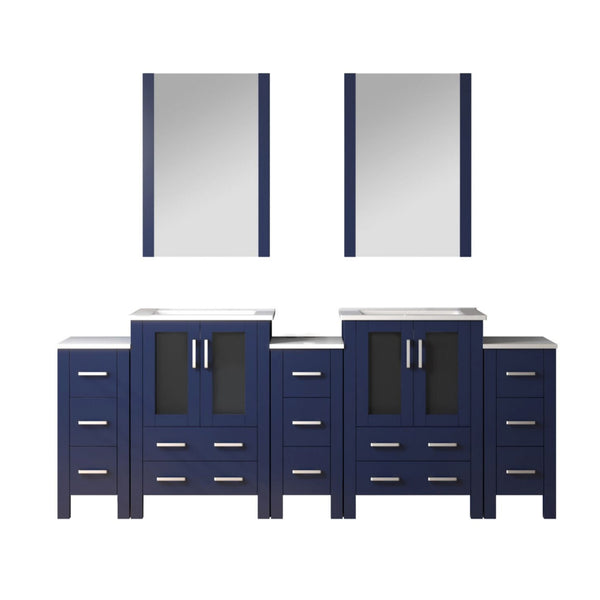 Lexora Collection Volez 84 inch Single Bath Vanity with Side Cabinets, and White Ceramic Top - Luxe Bathroom Vanities