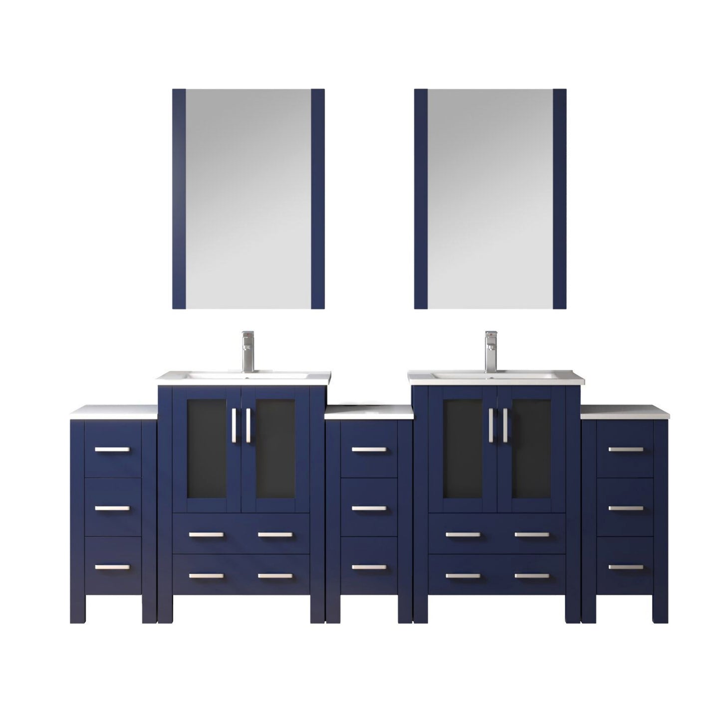 Lexora Collection Volez 84 inch Single Bath Vanity with Side Cabinets, and White Ceramic Top - Luxe Bathroom Vanities