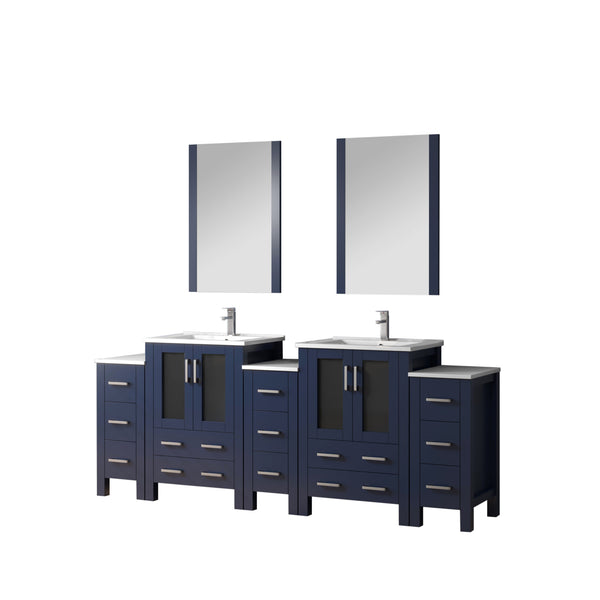 Lexora Collection Volez 84 inch Single Bath Vanity with Side Cabinets, and White Ceramic Top - Luxe Bathroom Vanities