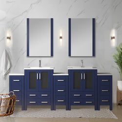 Lexora Collection Volez 84 inch Single Bath Vanity with Side Cabinets, and White Ceramic Top - Luxe Bathroom Vanities