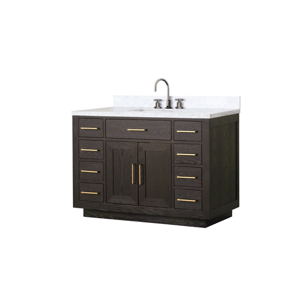 Lexora Collection Lexora Collection Abbey 48 inch Single Bath Vanity, Carrara Marble Top, and Faucet Set - Luxe Bathroom Vanities