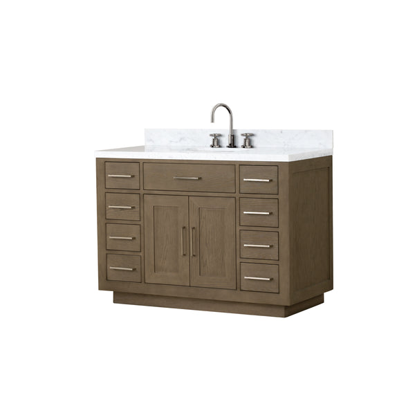 Lexora Collection Lexora Collection Abbey 48 inch Single Bath Vanity, Carrara Marble Top, and Faucet Set - Luxe Bathroom Vanities