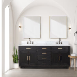 Lexora Collection Abbey 72 inch Double Bath Vanity and Carrara Marble Top - Luxe Bathroom Vanities