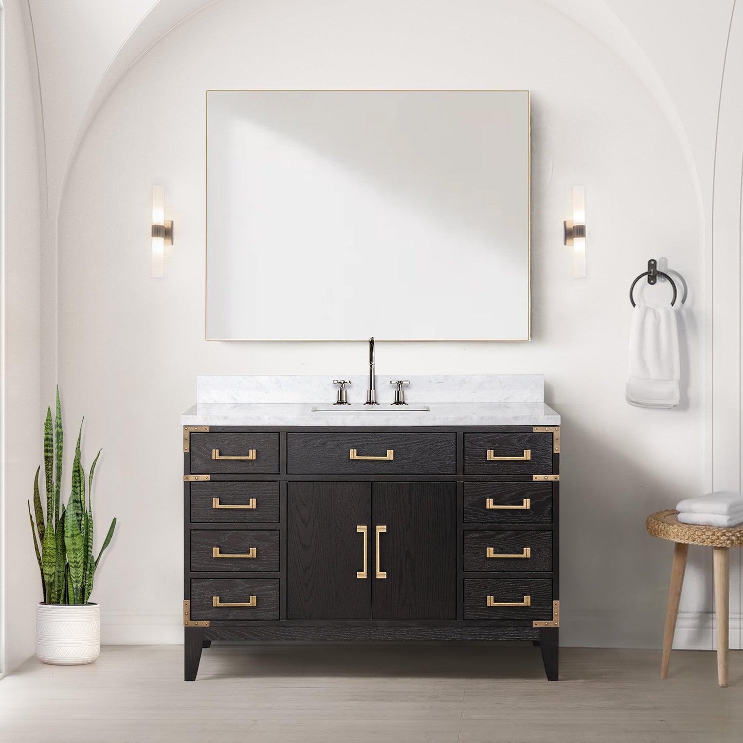 Lexora Collection Laurel 48 inch Double Bath Vanity and Carrara Marble Top - Luxe Bathroom Vanities