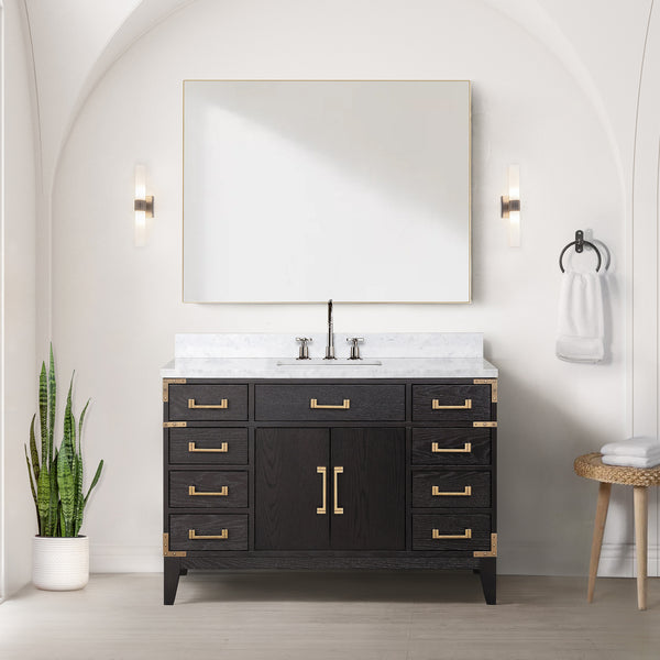 Lexora Collection Laurel 48 inch Double Bath Vanity and Carrara Marble Top - Luxe Bathroom Vanities