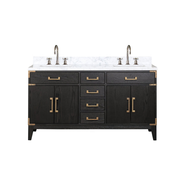 Lexora Collection Laurel 60 inch Double Bath Vanity and Carrara Marble Top - Luxe Bathroom Vanities