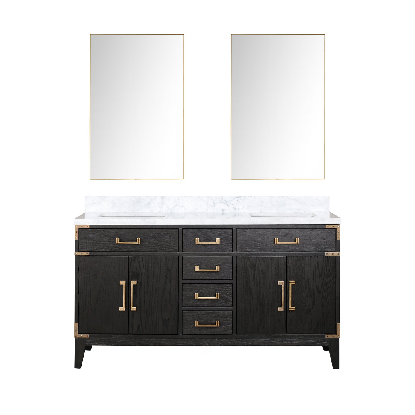 Lexora Collection Laurel 60 inch Double Bath Vanity and Carrara Marble Top - Luxe Bathroom Vanities