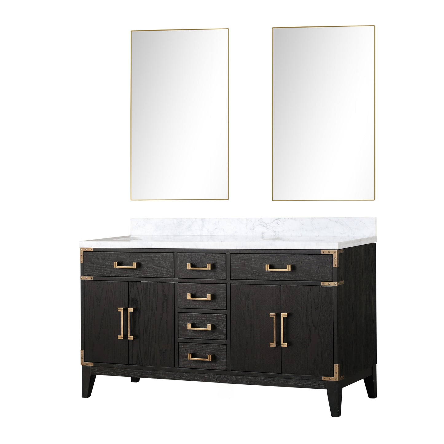 Lexora Collection Laurel 60 inch Double Bath Vanity and Carrara Marble Top - Luxe Bathroom Vanities