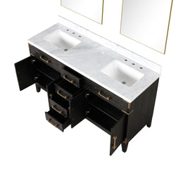 Lexora Collection Laurel 60 inch Double Bath Vanity and Carrara Marble Top - Luxe Bathroom Vanities