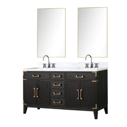 Lexora Collection Laurel 60 inch Double Bath Vanity and Carrara Marble Top - Luxe Bathroom Vanities