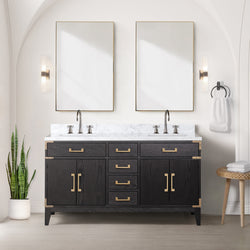 Lexora Collection Laurel 60 inch Double Bath Vanity and Carrara Marble Top - Luxe Bathroom Vanities