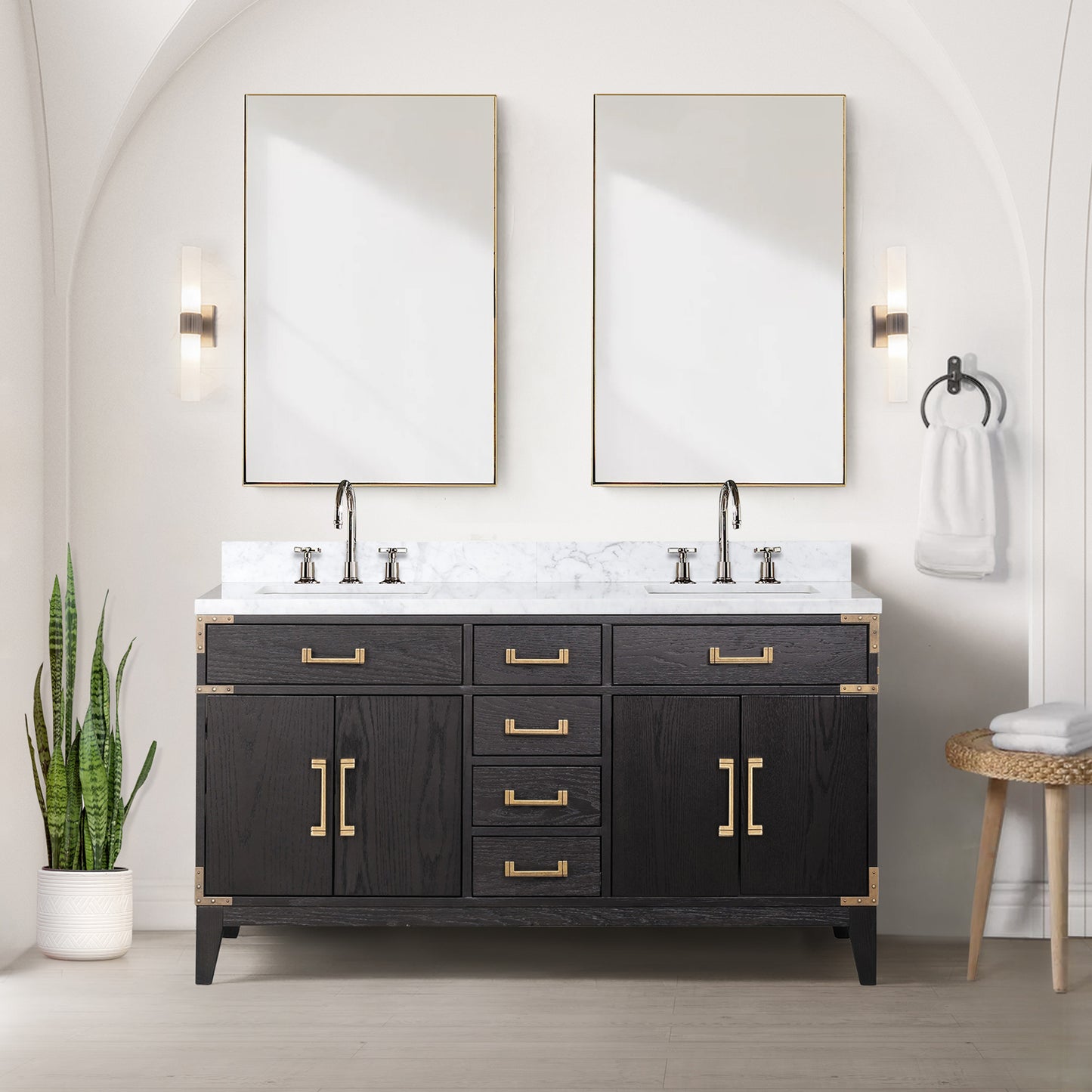 Lexora Collection Laurel 60 inch Double Bath Vanity and Carrara Marble Top - Luxe Bathroom Vanities