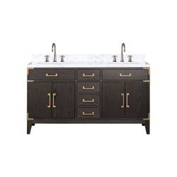 Lexora Collection Laurel 60 inch Double Bath Vanity and Carrara Marble Top - Luxe Bathroom Vanities