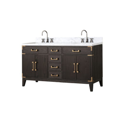 Lexora Collection Laurel 60 inch Double Bath Vanity and Carrara Marble Top - Luxe Bathroom Vanities