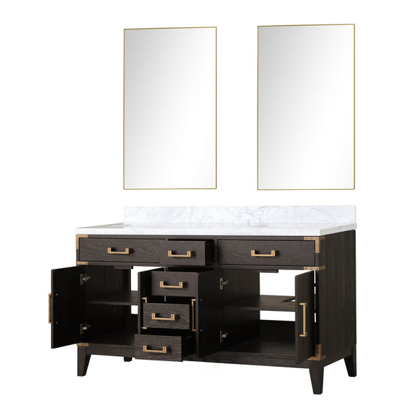 Lexora Collection Laurel 60 inch Double Bath Vanity and Carrara Marble Top - Luxe Bathroom Vanities