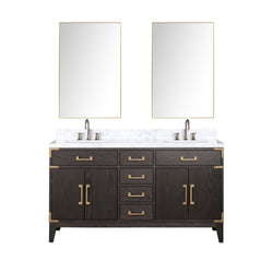 Lexora Collection Laurel 60 inch Double Bath Vanity and Carrara Marble Top - Luxe Bathroom Vanities