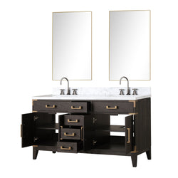 Lexora Collection Laurel 60 inch Double Bath Vanity and Carrara Marble Top - Luxe Bathroom Vanities