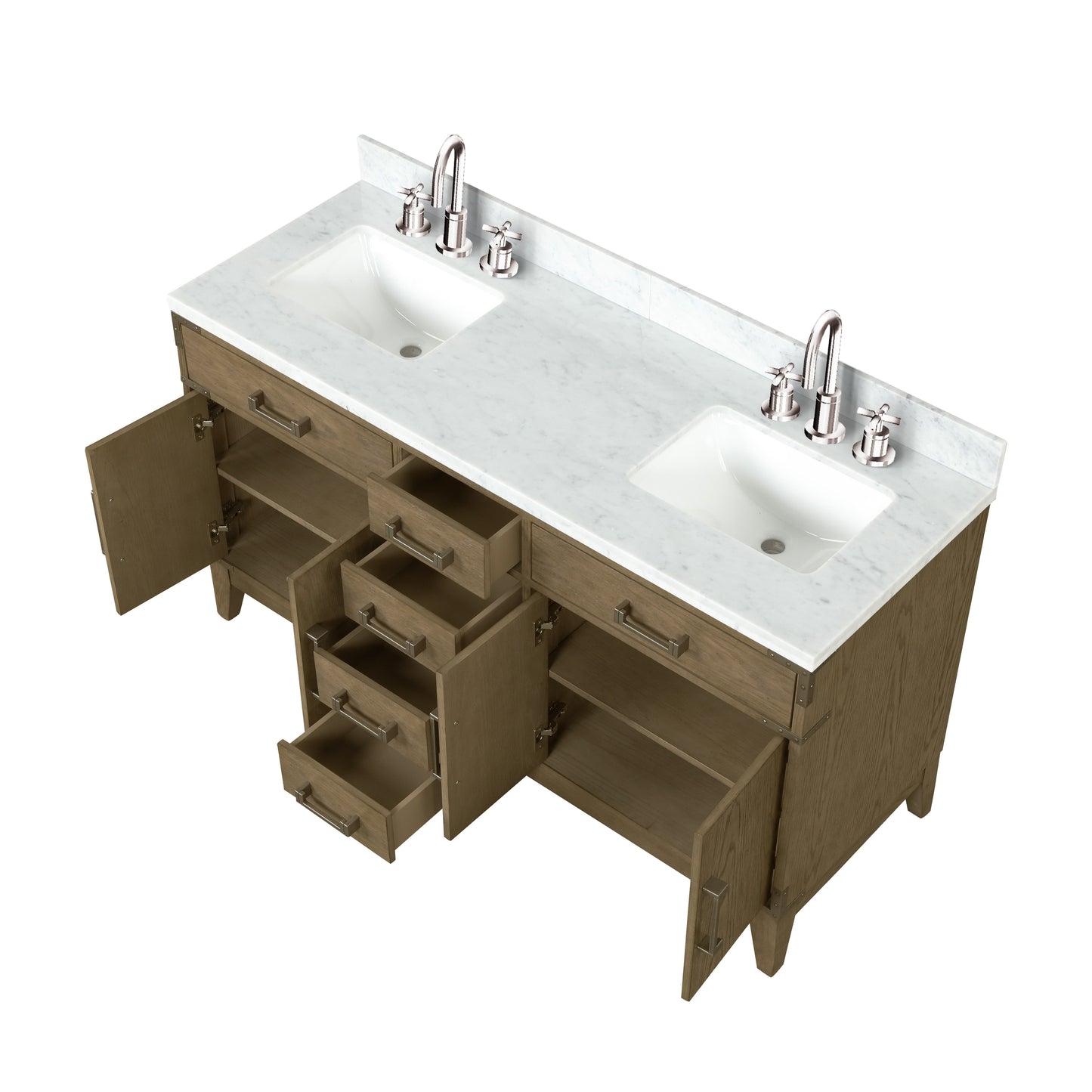 Lexora Collection Laurel 60 inch Double Bath Vanity and Carrara Marble Top - Luxe Bathroom Vanities