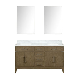 Lexora Collection Laurel 60 inch Double Bath Vanity and Carrara Marble Top - Luxe Bathroom Vanities