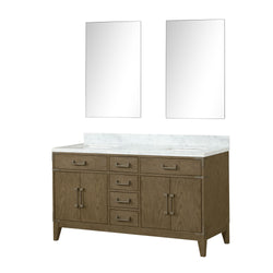 Lexora Collection Laurel 60 inch Double Bath Vanity and Carrara Marble Top - Luxe Bathroom Vanities