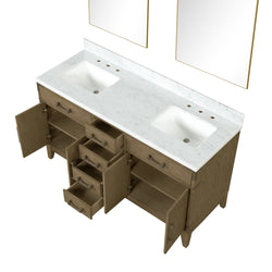 Lexora Collection Laurel 60 inch Double Bath Vanity and Carrara Marble Top - Luxe Bathroom Vanities