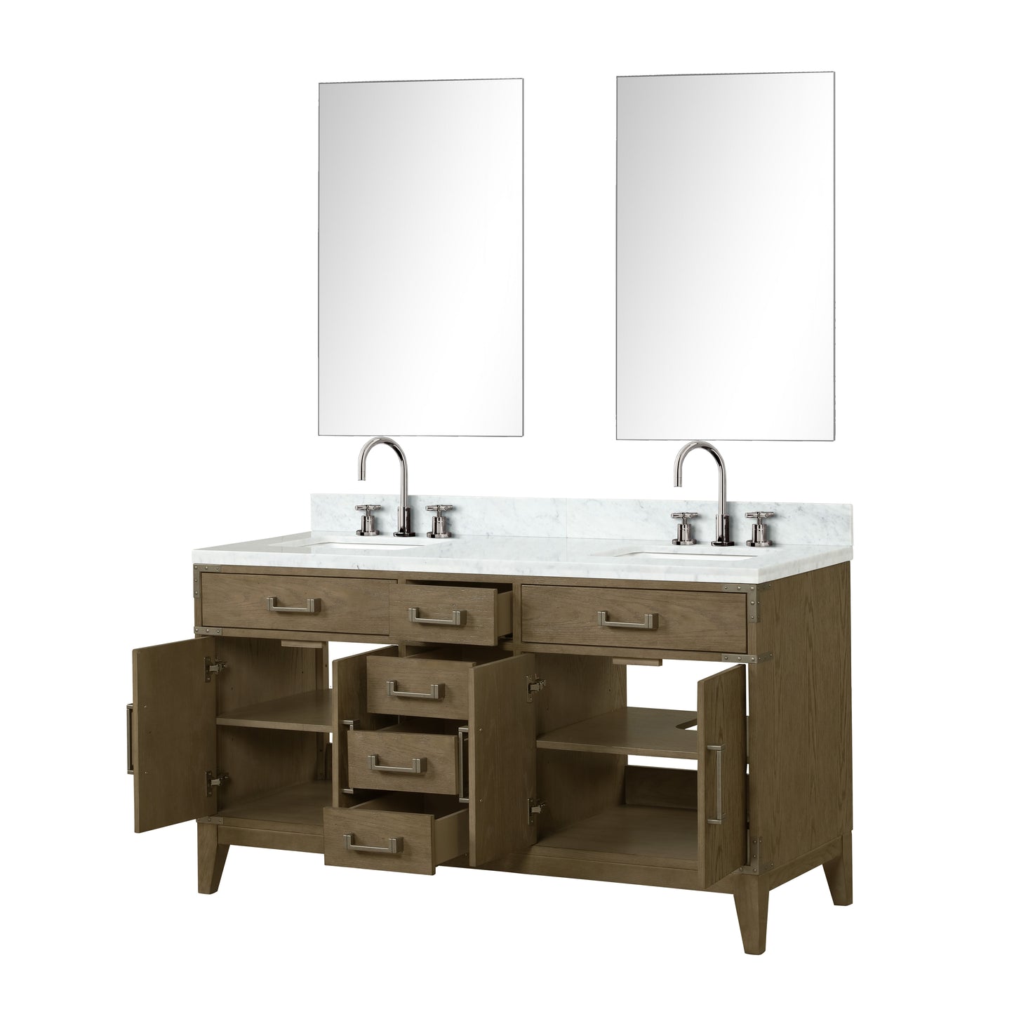 Lexora Collection Laurel 60 inch Double Bath Vanity and Carrara Marble Top - Luxe Bathroom Vanities