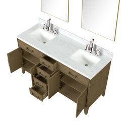 Lexora Collection Laurel 60 inch Double Bath Vanity and Carrara Marble Top - Luxe Bathroom Vanities