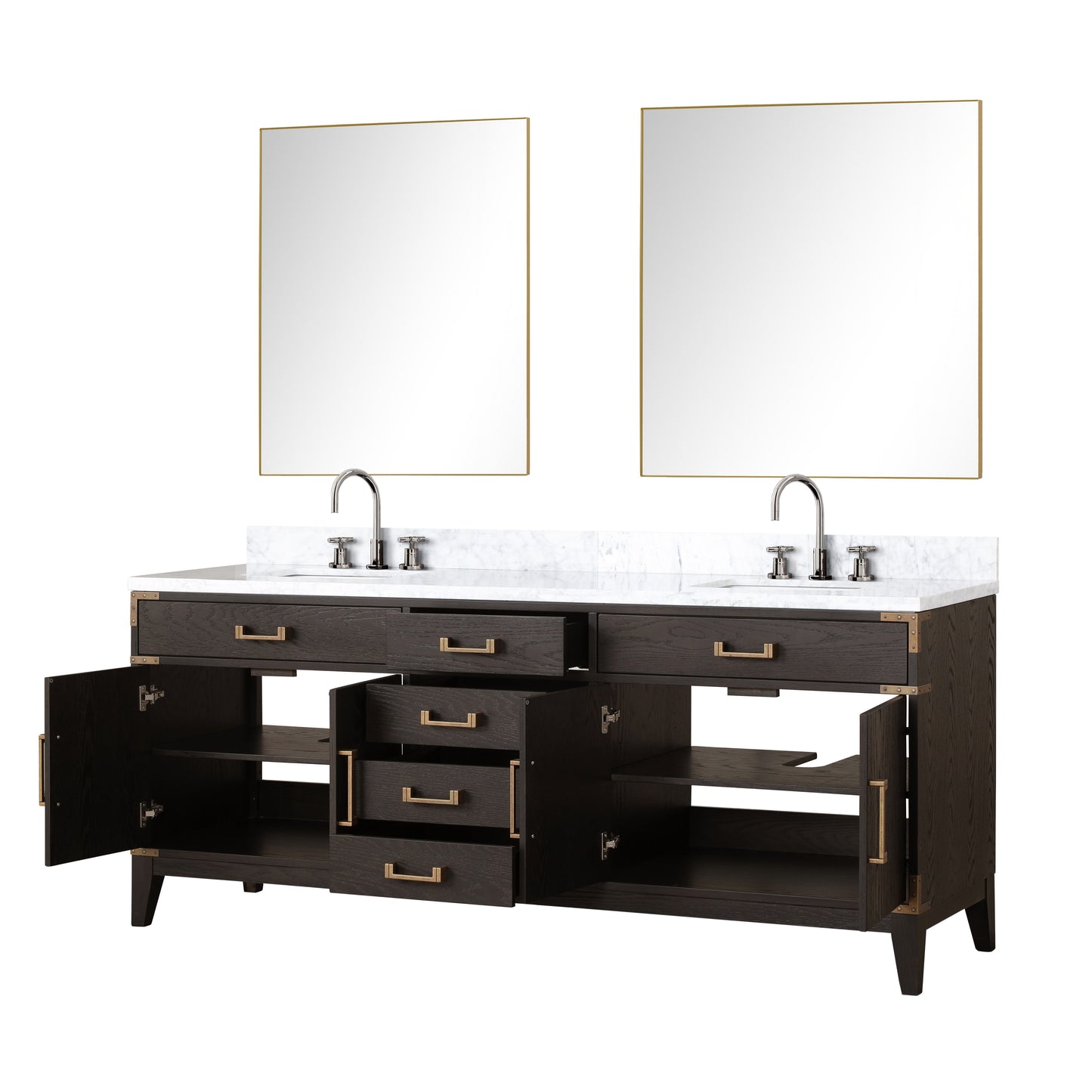 Lexora Collection Laurel 80 inch Double Bath Vanity and Carrara Marble Top - Luxe Bathroom Vanities