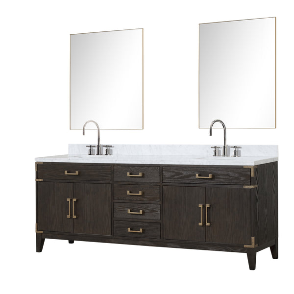 Lexora Collection Laurel 84 inch Double Bath Vanity and Carrara Marble Top - Luxe Bathroom Vanities