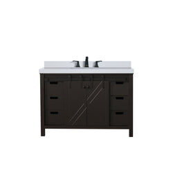 Lexora Collection Marsyas 48 inch Bath Vanity, Cultured Marble Countertop and Faucet Set - Luxe Bathroom Vanities